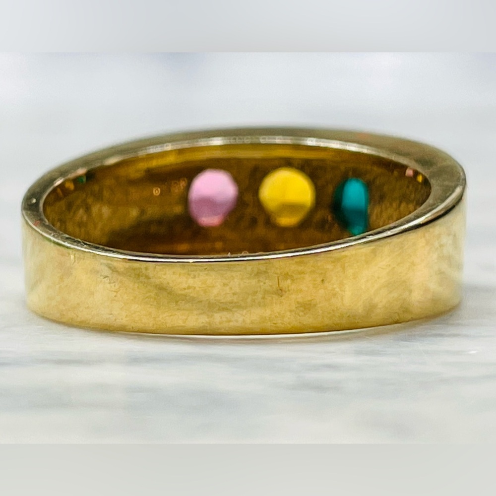Vintage Gold Plated Birthstone mothers Band Ring Sz 6.25 Vintage Statement Y2K - Picture 6 of 12